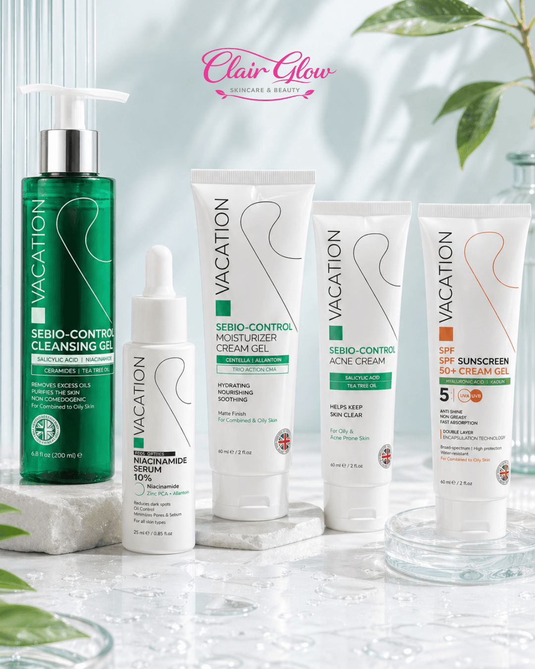 باقة فيكيشن للعناية بالبشرة الدهنية + سيروم نياسيناميد
